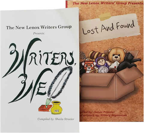 Book covers: "writers, we" and "lost and found"