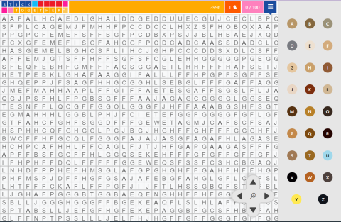 Image of grid with color by letter system. Coordinating colors are on the righthand side.