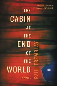 The title The Cabin at the End of the World on a red and black background.